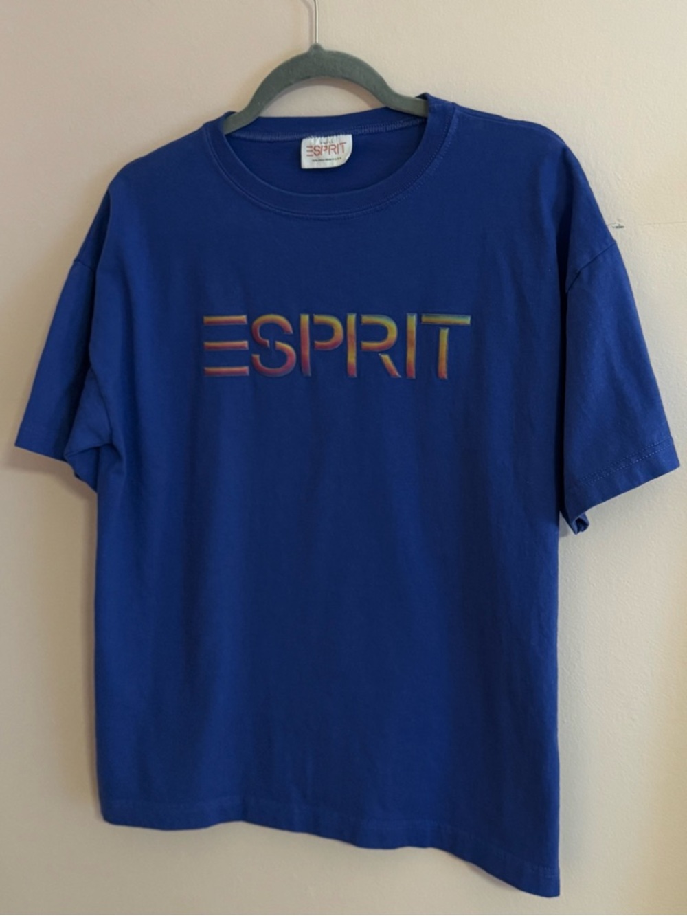VTG Esprit Rainbow Holographic Logo T Shirt - Picture 8 of 9